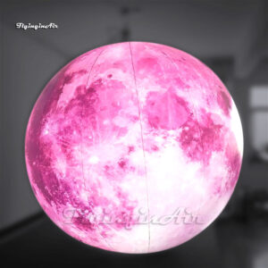 Hanging/Ground Lighting Pink Inflatable Moon Balloon Giant Air Blow Up LED Planet Ball For Club Party Decoration