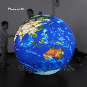Personalized Giant Blue Inflatable Earth Balloon Hanging/Ground Planet Ball Air Blow Up Globe With LED Light For Event
