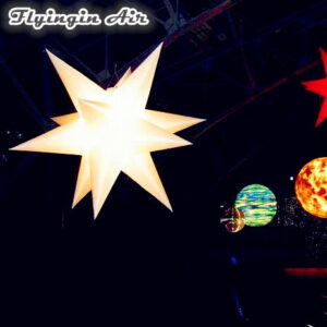 Hanging White Inflatable Star Balloon With LED Light For Concert Stage Decoration