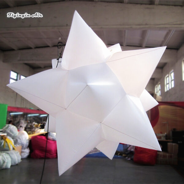 Customized White Inflatable Star With RGB LED Light For Venue Decoration