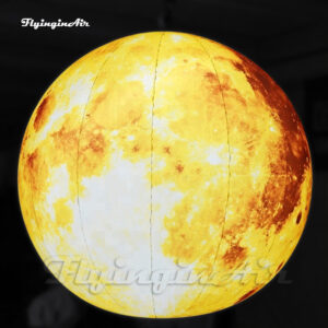 Personalized Lighting Yellow Inflatable Moon Ball Giant Hanging/Ground Planet Balloon For Concert Stage Decoration
