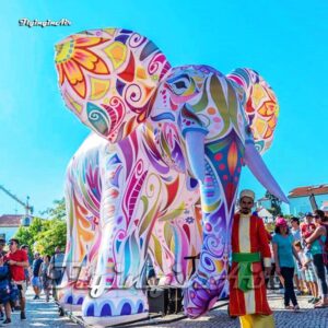 Outdoor Parade Performance Inflatable Elephant 5m Animal Mascot Air Blow Up Colorful Elephant For Event