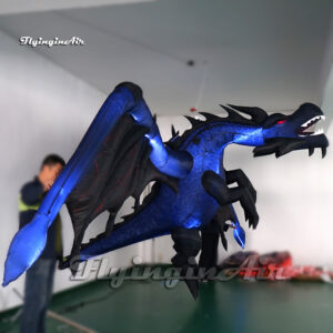 Club Party Decorative Hanging LED Inflatable Flying Dragon Balloon 4m Black Lighting Blow Up Dragon Model For Halloween Event