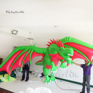 Hanging Green Inflatable Flying Dragon Balloon 4m Cartoon Animal Model Blow Up Evil Dragon With Wings For Halloween Decoration