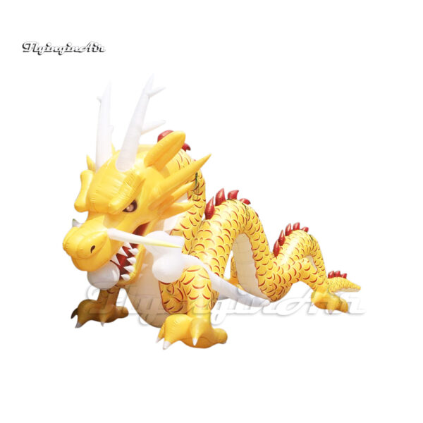 10m Giant Inflatable Chinese Dragon Model Yellow Air Blow Up Loong Balloon For Event