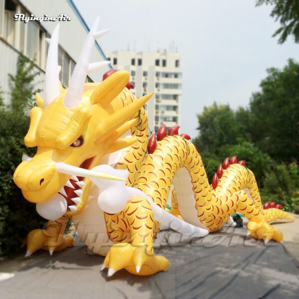 10m Giant Inflatable Chinese Dragon Model Yellow Air Blow Up Loong Balloon For Event - Image 2