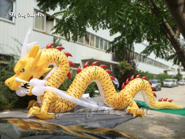 10m Giant Inflatable Chinese Dragon Model Yellow Air Blow Up Loong Balloon For Event - Image 3