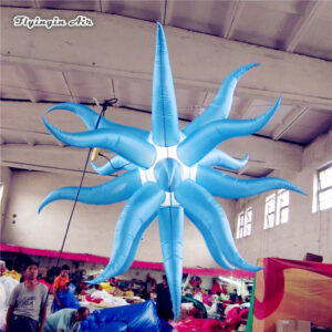 Personalized Inflatable lantern 2m/3m Hanging Blue LED Air Blow Up Star Balloon For Venue Decoration