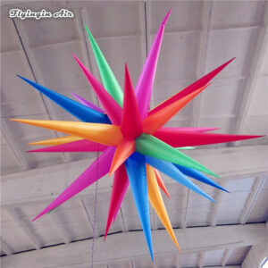 Customized Hanging Colorful Inflatable Star With LED Light For Event