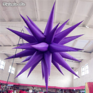 Personalized Purple Balloon Hanging Inflatable Star With LED Light For Ceiling Decoration
