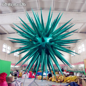 Personalized Hanging Shiny Green Inflatable Sea Urchin Balloon 2m/3m Lighting Air Blow Up Star For Party Event