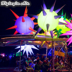 Hanging Lantern Personalized LED Inflatable Thorn Star Balloon With Light For Music Party Decoration