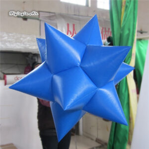 Personalized Hanging Blue Inflatable Star Balloon Lantern With LED Light For Event