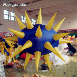 Hanging LED Inflatable Lantern 2m/3m Personalized Blue Air Blow Up Thorn Star Balloon For Store Decoration