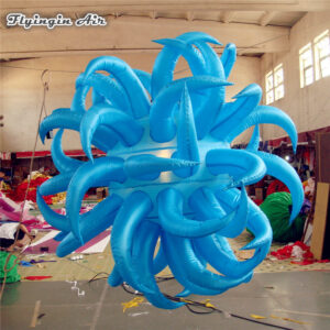 Personalized Hanging LED Inflatable Balloon 2m/3m Lighting Blue Air Blow Up Lantern For Party Decoration