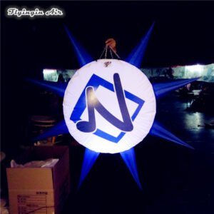 Simulated LED Inflatable Sun Balloon Personalized Lantern With Custom Printing For Concert Stage Decoration
