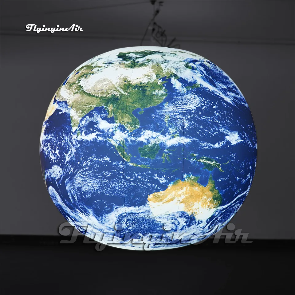 hanging led inflatable earth planet balloon