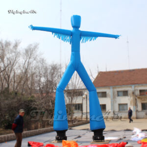 6m Outdoor Advertising Inflatable Sky Dancer Blue Air Tube Man With 2 Legs For Display