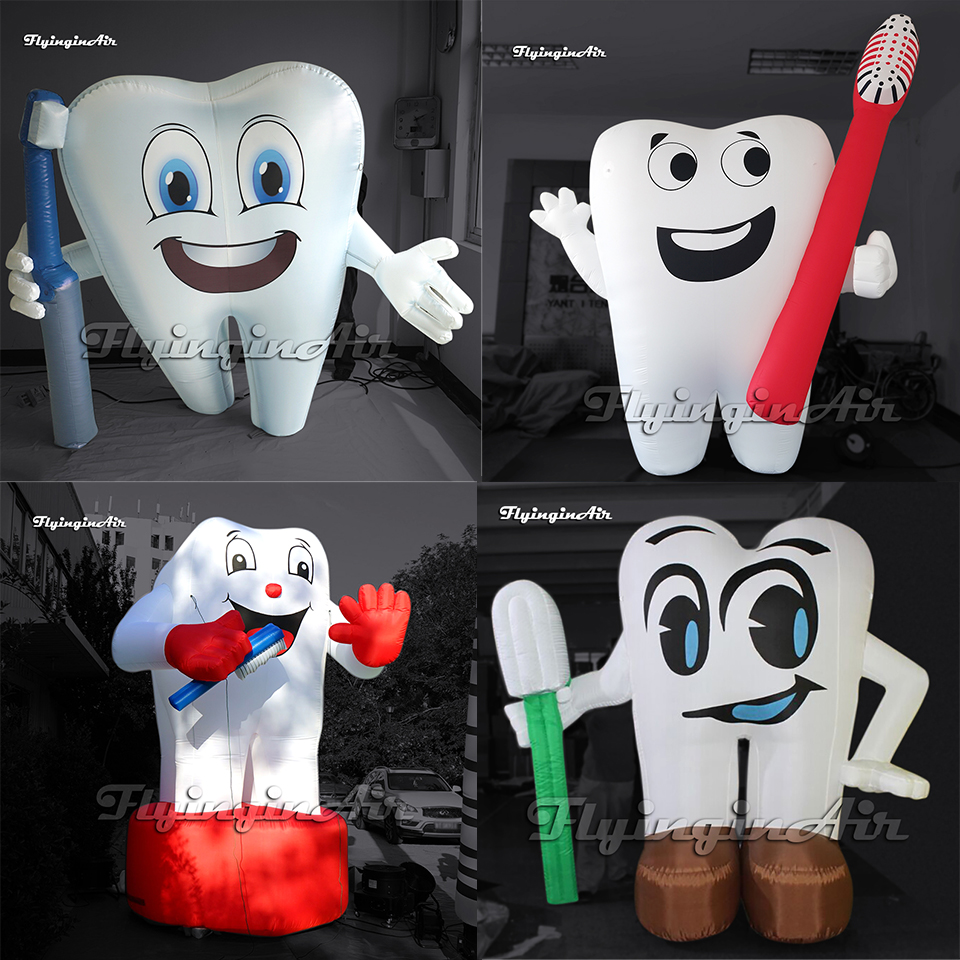 multi-style giant inflatable cartoon tooth balloon with a toothbrush