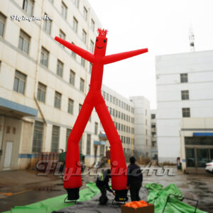 Outdoor Advertising Inflatable Sky Dancer Orange Tube Man 6m Air Bouncer With 2 Legs For Event