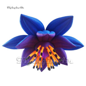 Large Hanging Blue Inflatable Blooming Flower 2m/3m Lighting Pendent Air Blow Up Flower Balloon For Party Decoration