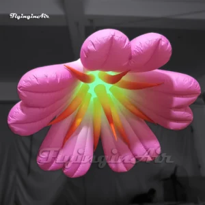 party flowers hanging pink giant inflatable lily flower with led light