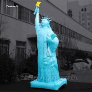 side of inflatable replica of statue of liberty