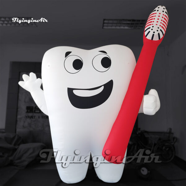 Outdoor Advertising Inflatable Cartoon Tooth Model Dental Figure Balloon With A Toothbrush For Event