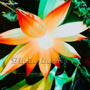 Simulated Inflatable Yelloow Flower Hanging Agradient inflatable flower decoration With LED Light For Park Decoration