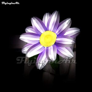 Simulated Purple Blooming Inflatable Daisy Flower Hanging LED Artificial Flower Balloon For Concert/Wall Decoration