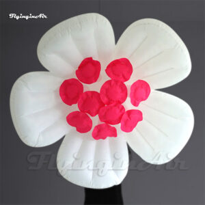 Personalized Hanging LED Inflatable Flower Lighting White Plum Blossom Balloon For Concert Stage Decoration
