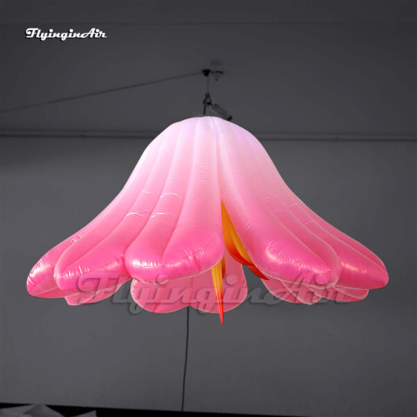 Customized Hanging LED Blooming Inflatable Lily Flower 2m/3m Simulated Pink Air Blow Up Flower Light For Wedding And Party Decoration - Image 3