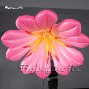 Customized Hanging LED Blooming Inflatable Lily Flower 2m/3m Simulated Pink Air Blow Up Flower Light For Wedding And Party Decoration