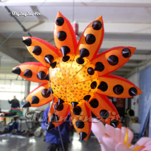 Beautiful Lighting Inflatable Sunflower 2m/3m Hanging Orange Air Blow Up Strange Flower Balloon For Party Decoration