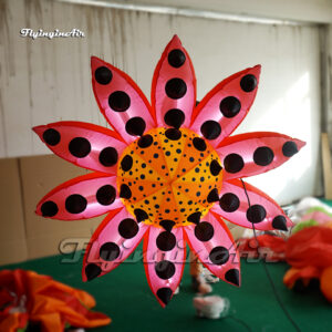 Customized Pink LED Inflatable Sunflower Lighting Pendent Artificial Flower Hanging Air Flower Balloon For Ceiling Decoration