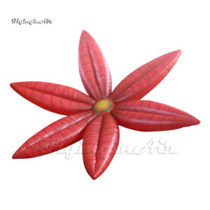 Simulated Red Inflatable Jungle Flower Hanging/Ground Air Blow Up Strange Flower Balloon With LED Light For Park Decoration