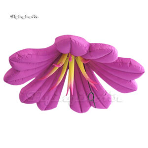 Simulated Purple Blooming Inflatable Lily Flower Hanging LED Artificial Flower Balloon For Concert Decoration