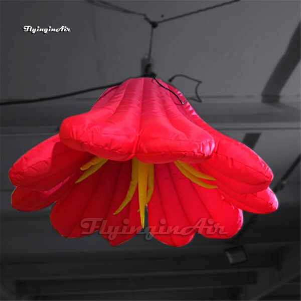 Ceiling Decorative Hanging Red Inflatable Lily Flower Balloon With LED Light For Wedding And Party Event - Image 2