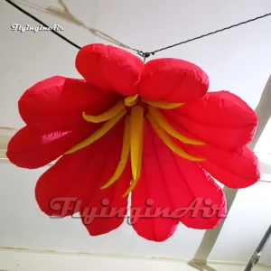 custom hanging red giant inflatable lily flower balloon