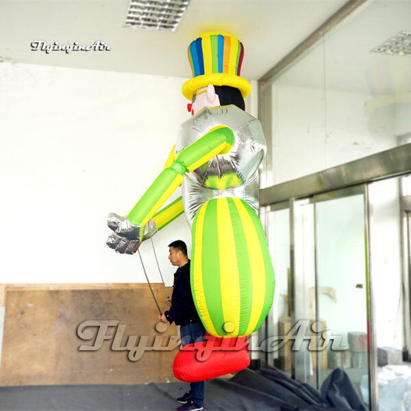 side of funny walking inflatable clown puppet