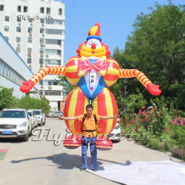 front of inflatable joker puppet