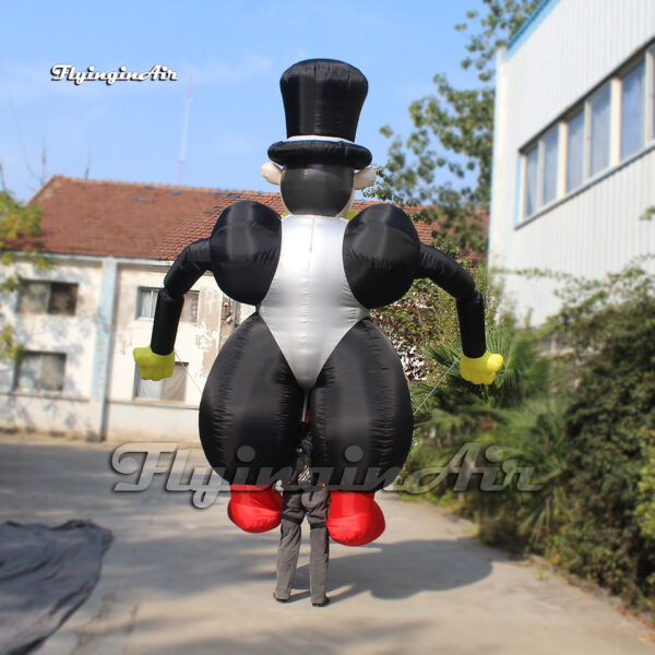 back of black inflatable clown puppet