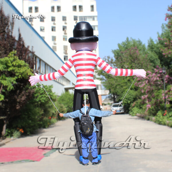 back of walking inflatable clown puppet blow up marionette