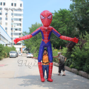 front of inflatable spider-man puppet