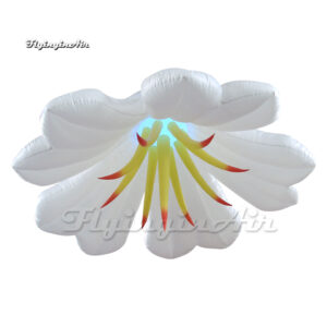 Lighting Inflatable Lily Flower 2m/3m White Hanging LED Blooming Flower Balloon For Stage Show