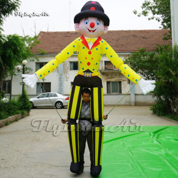 yellow walking inflatable clown puppet