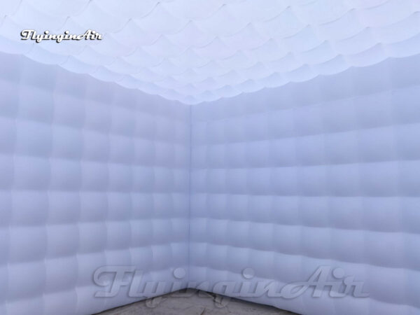 inside of 10m white inflatable cube tent