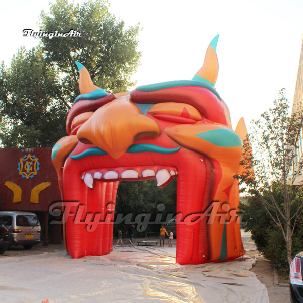 side of halloween inflatable devil monster tunnel