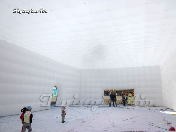 inside of 20m white inflatable cube tent