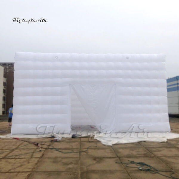 front of inflatable cube tent with door